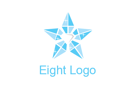 diamond at the center of gemstones forming a star logo