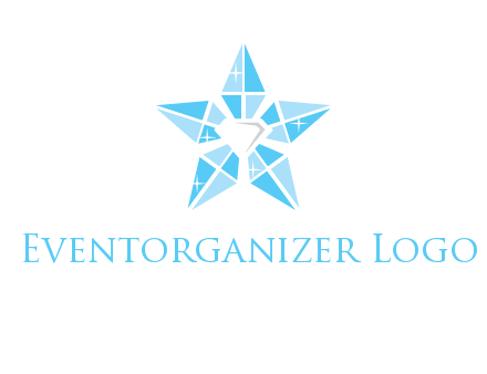diamond at the center of gemstones forming a star logo