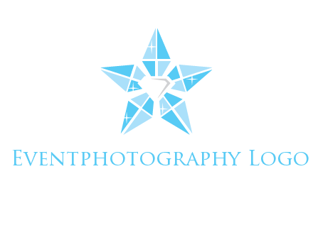 diamond at the center of gemstones forming a star logo
