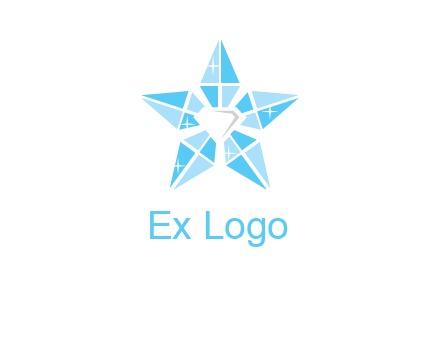 diamond at the center of gemstones forming a star logo