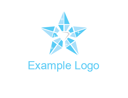 diamond at the center of gemstones forming a star logo