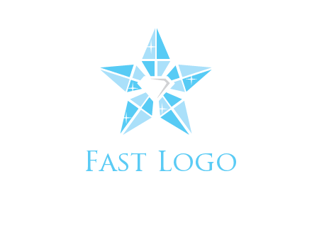 diamond at the center of gemstones forming a star logo