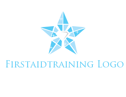diamond at the center of gemstones forming a star logo