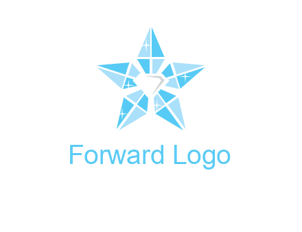 diamond at the center of gemstones forming a star logo