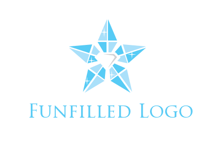 diamond at the center of gemstones forming a star logo