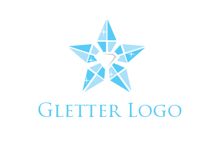 diamond at the center of gemstones forming a star logo