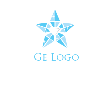 diamond at the center of gemstones forming a star logo