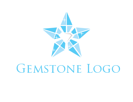 diamond at the center of gemstones forming a star logo