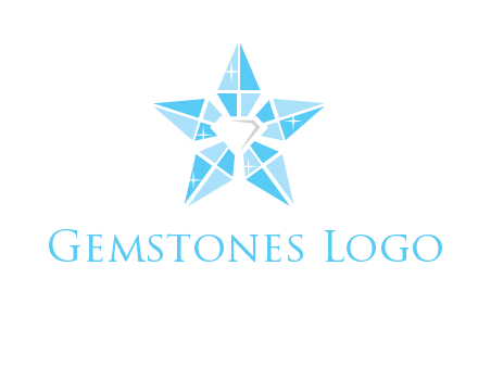 diamond at the center of gemstones forming a star logo