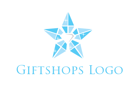 diamond at the center of gemstones forming a star logo