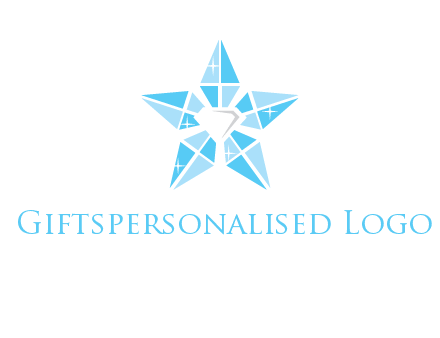 diamond at the center of gemstones forming a star logo