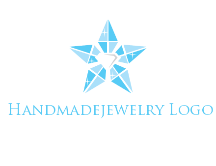 diamond at the center of gemstones forming a star logo