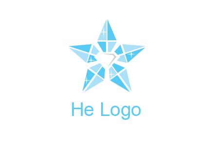 diamond at the center of gemstones forming a star logo