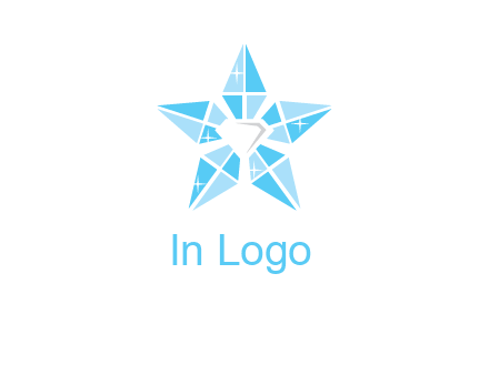 diamond at the center of gemstones forming a star logo