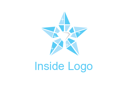 diamond at the center of gemstones forming a star logo