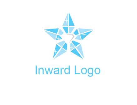 diamond at the center of gemstones forming a star logo