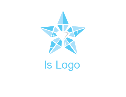 diamond at the center of gemstones forming a star logo