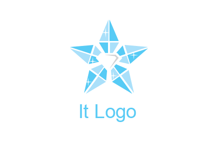 diamond at the center of gemstones forming a star logo