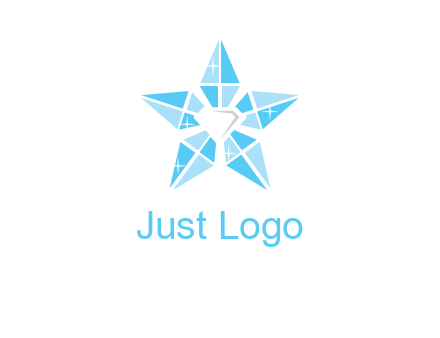 diamond at the center of gemstones forming a star logo