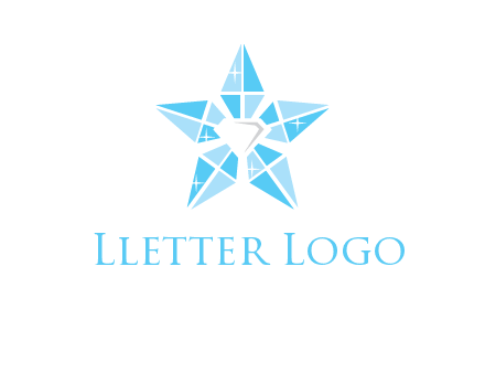 diamond at the center of gemstones forming a star logo