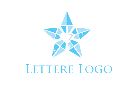 diamond at the center of gemstones forming a star logo