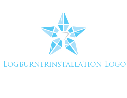 diamond at the center of gemstones forming a star logo