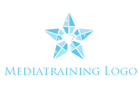 diamond at the center of gemstones forming a star logo
