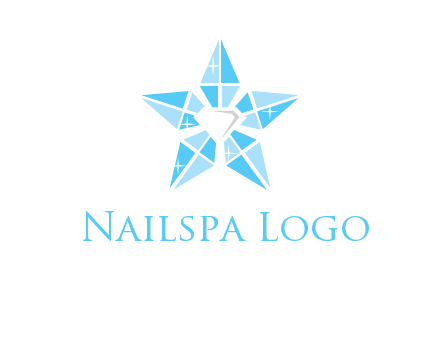 diamond at the center of gemstones forming a star logo