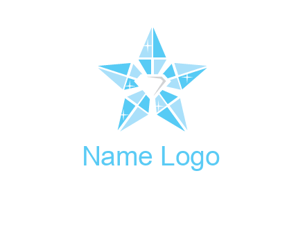 diamond at the center of gemstones forming a star logo