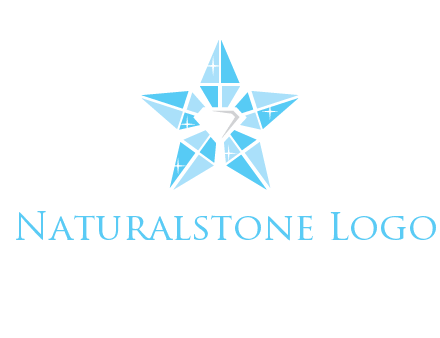 diamond at the center of gemstones forming a star logo