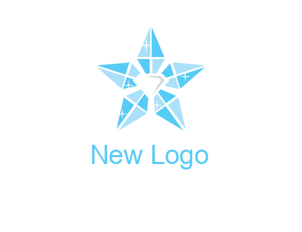 diamond at the center of gemstones forming a star logo