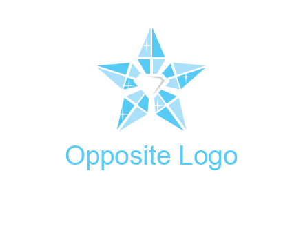 diamond at the center of gemstones forming a star logo