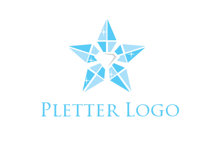 diamond at the center of gemstones forming a star logo