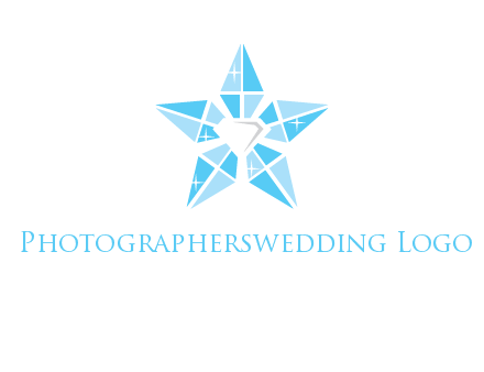 diamond at the center of gemstones forming a star logo