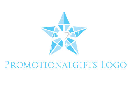 diamond at the center of gemstones forming a star logo
