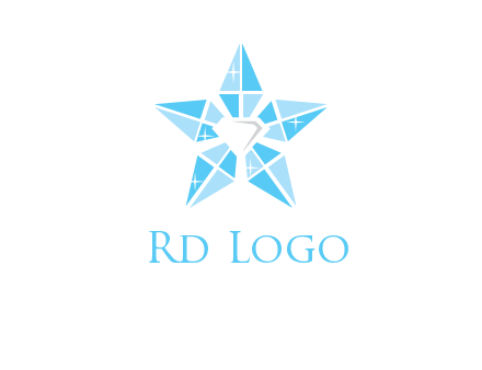 diamond at the center of gemstones forming a star logo