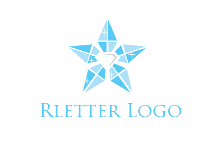 diamond at the center of gemstones forming a star logo