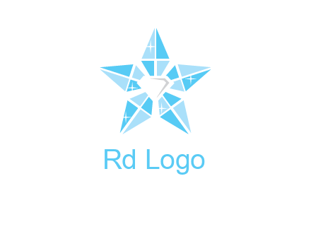 diamond at the center of gemstones forming a star logo