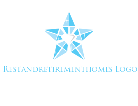 diamond at the center of gemstones forming a star logo