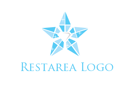 diamond at the center of gemstones forming a star logo