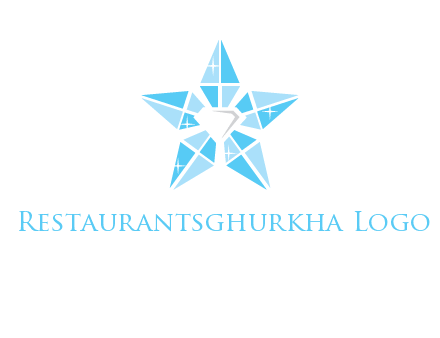 diamond at the center of gemstones forming a star logo