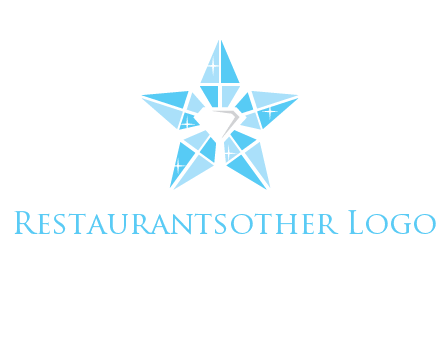 diamond at the center of gemstones forming a star logo