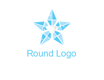 diamond at the center of gemstones forming a star logo