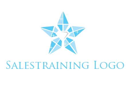 diamond at the center of gemstones forming a star logo