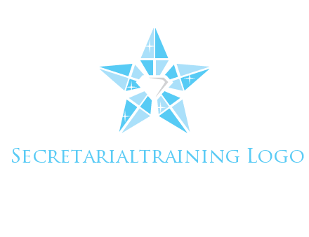 diamond at the center of gemstones forming a star logo