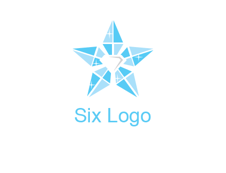 diamond at the center of gemstones forming a star logo