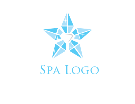 diamond at the center of gemstones forming a star logo