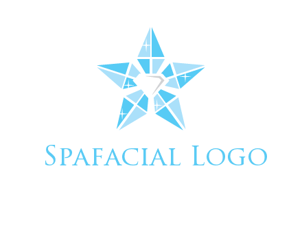 diamond at the center of gemstones forming a star logo