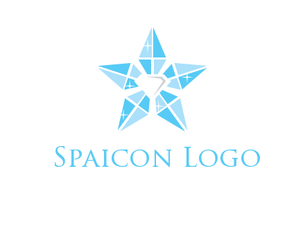 diamond at the center of gemstones forming a star logo