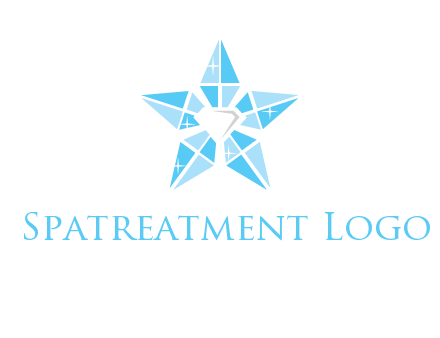 diamond at the center of gemstones forming a star logo